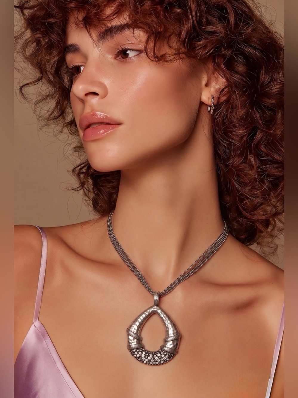 Macy's Antique Matte with Crystals Pendant Necklace